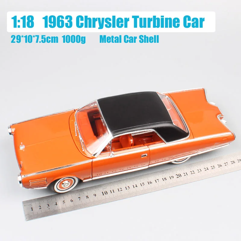 1:18 дорожный знак большой классический 1963 Chrysler турбина автомобиль литой Ghia концепция автомобиля весы модели автомобилей Миниатюрная игрушка