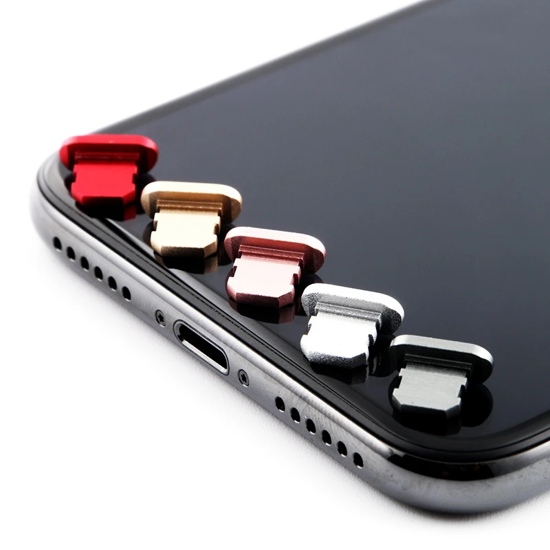 Пылезащитная заглушка из алюминиевого сплава для мобильного телефона, порт зарядки для Apple IPhone 4 5 5S 6 6s 7 8 X Plus Пылезащитная защита от пыли