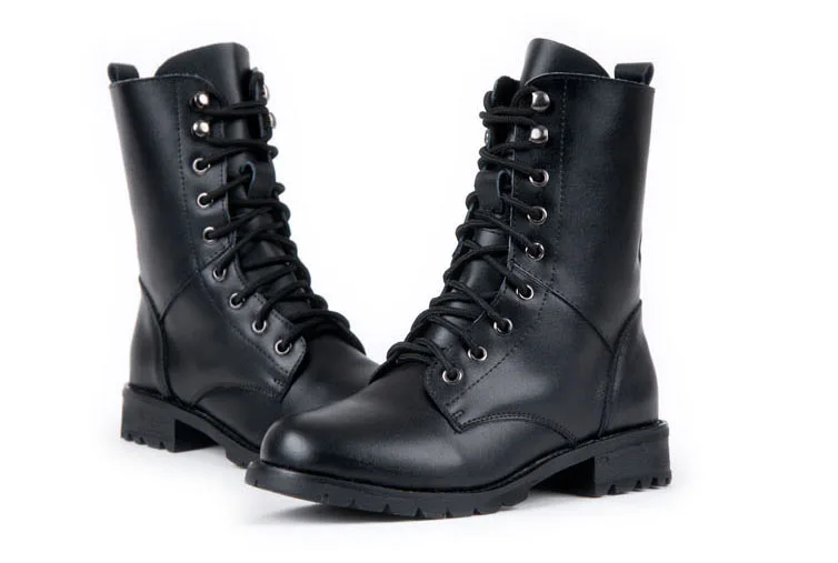 Черные армейские ботинки на шнуровке; сезон осень-зима; женские Ботинки martin из искусственной кожи; Женские ботинки в байкерском стиле для влюбленных; Большие европейские размеры 35-42