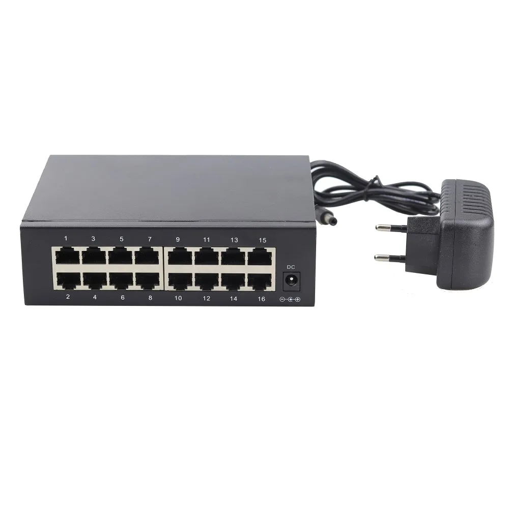 16 портовый гигабитный коммутатор 1000 м полнодуплексный Ethernet металлический корпус