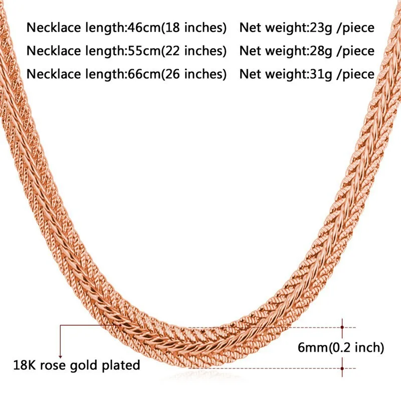 Золотая цепь для мужчин ожерелье 18 К штамп 6 мм лисохвост цепочки платиновым розового золота 18 К позолоченные мужские мода ювелирных изделий золотые цепочки золото цепь золотая цепочка для мужчин N435