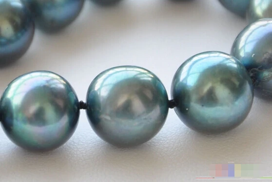 

HOT## Wholesale FREE SHIPPING >>>P4130 Lustre AA++17" 12mm ROUND PEACOCK BLACK PEARL NECKLACE 925SS