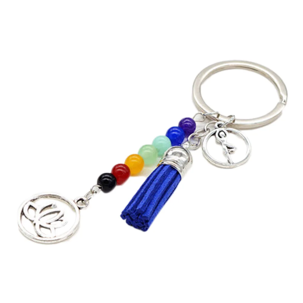Bobo Fashion Seven Colorful Beads Keychain Tussal Keyring с полым цветком Yoga Energy llaveros & porte clef|fashion keychain|keychain