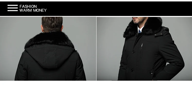 Зимний пуховик для мужчин среднего возраста с капюшоном с воротником из натурального меха размера плюс, мужское зимнее пальто, парки, утолщенная Теплая мужская одежда