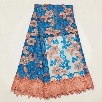 

African Cord Lace Fabrics, Tissu Nigerian Blue Dry Lace For Mariage 2018, Voile Lace Fabrics For Wedding HJ1211-1