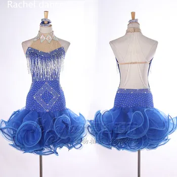 

Profession Latin Dance Dress Women Harness Style Back Open Polyester Salsa Samba Tango Ballroom Competition Costume Latin Dress