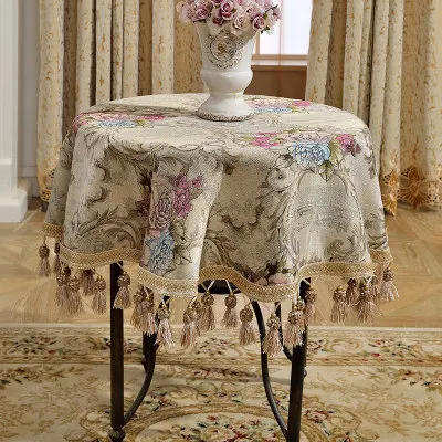  Round Square chenille tablecloths table Table dinner cover mat Europe beauty yarn dye flower polyes