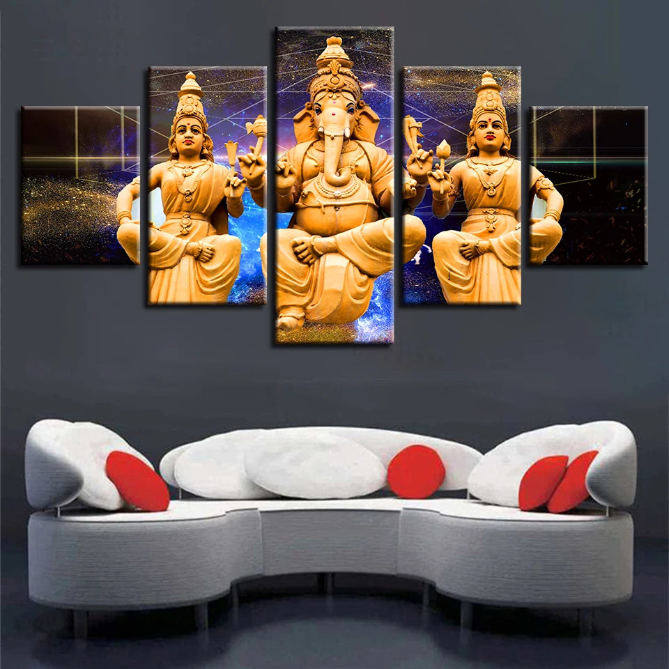 Modular Modern Pictures Framework 10 Pieces HD Printing India Tibetan Buddhism Ganesha Canvas Painting Decor Wall Art Living Room