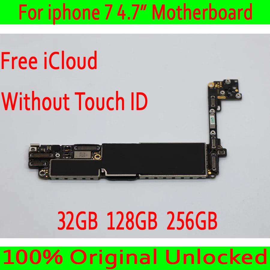 

for iphone 7 4.7inch Motherboard unlocked Mainboard without Touch ID,100% Original for iphone 7 Logic board with Full Chips