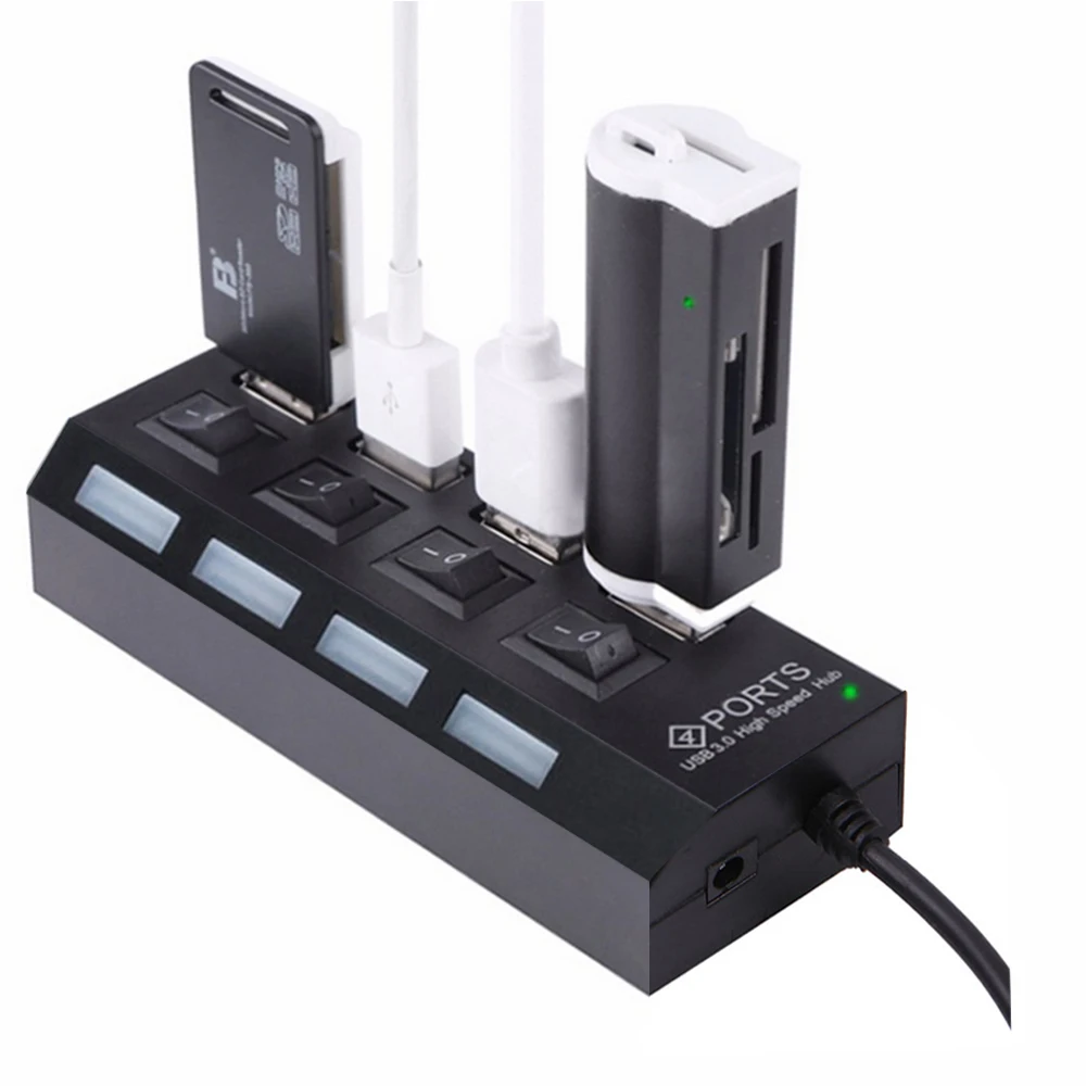 4 порта микро usb хаб высокоскоростной разветвитель 480 Мбит/с USB 2 0 концентратор