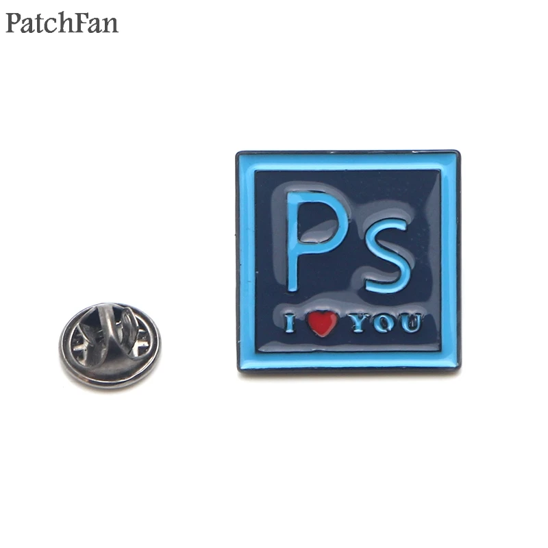 

Patchfan I love PS Brooches for men women Pride Zinc Enamel Pins medal Cute insignia For shirt backpack clothes bag Badges A1849