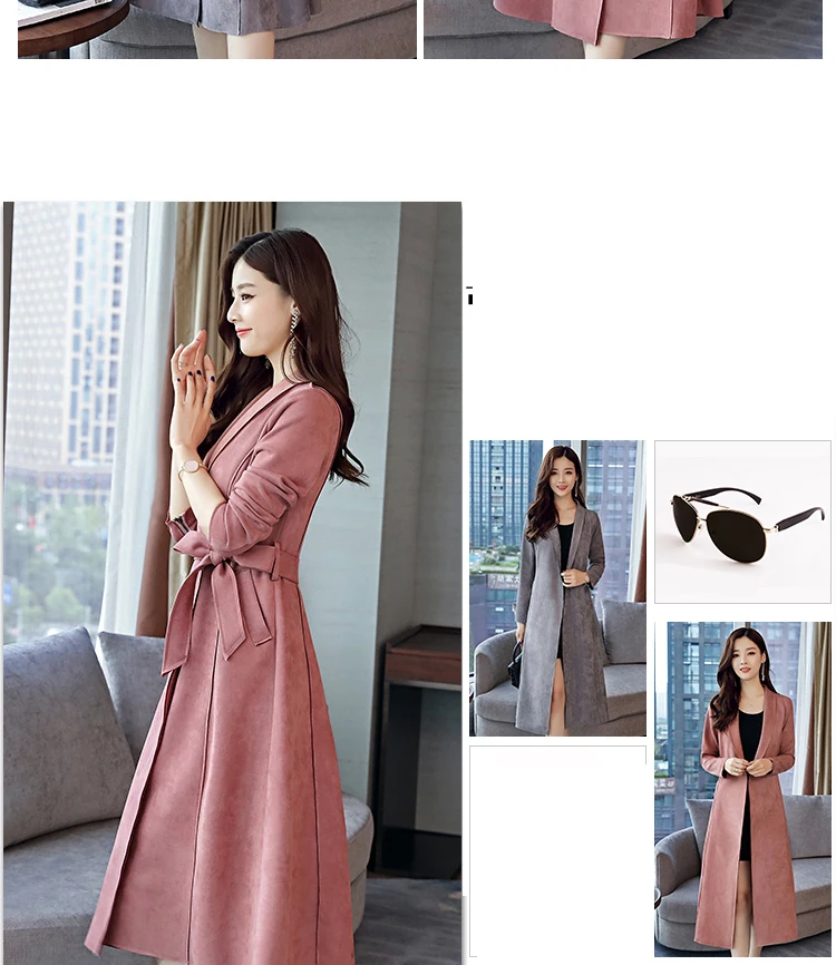 woolrich parka Elegant Long Trench Coat For Women New Suede Trench Coat Abrigos Mujer Windbreaker Lace Up Cardigan Women Coat Overcoat woolrich parka