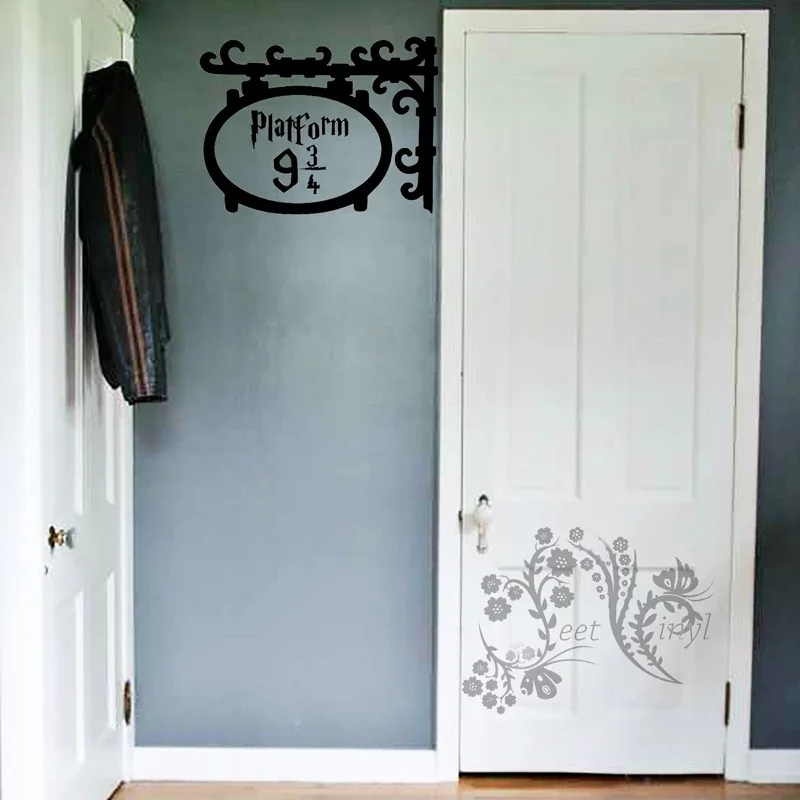 

25*18.8CM Beautiful Platform 9 3/4 Classic Vinyl Glass Door Stickers Wall Sticker Decals Black A0067