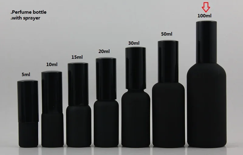 wholesale 100ml black frosted travel refillable perfume bottle with