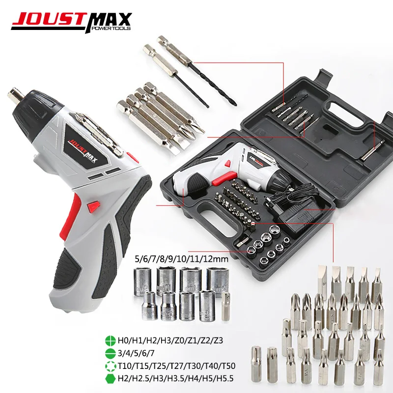 

4.8V Electric Screwdriver Cordless Drill 45 Bits Mini Wireless Power With LED Light Dremel Multi-function House Power Tools