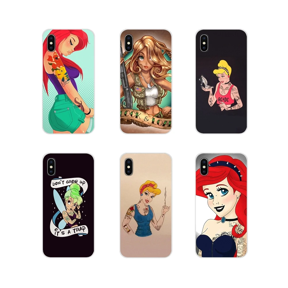 

For Samsung Galaxy S3 S4 S5 Mini S6 S7 Edge S8 S9 S10 Lite Plus Note 4 5 8 9 tattoo princesses Accessories Phone Shell Covers