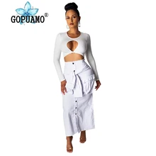 Высокая талия сексуальные длинные джинсовые юбки для женщин с накладным рукавом пуговицы джинсовые юбки уличная карманы платье-карандаш для вечеринки макси юбка