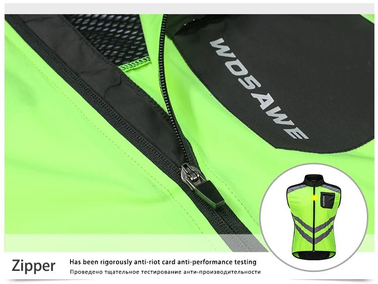 WOSAWE High visibility Jacket Road Cycling Night Riding Reflective Vests Motorcycle Running Safety Clothing