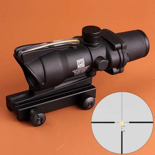 Hunting ACOG 4X32 SCOPE Fiber Source Red Green Orange Illuminated Scope Black Tan Color Tactical Riflescope - Цвет: black 4X32 Orange