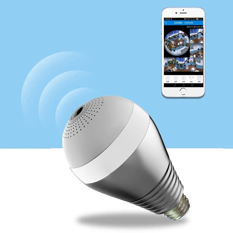 220 в E27 светодиодная лампа WIFI 3 вт рыбий глаз для видеонаблюдения 360 градусов