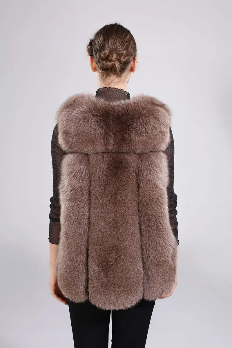 Perfect New arrival lady natural fox fur vest real fur waistcoat thick warm fashion medium long jacket 6