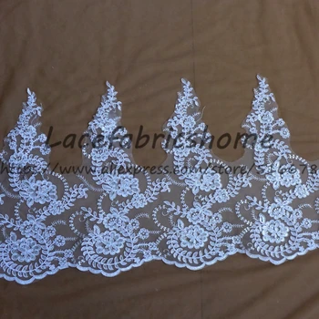 

5 yards/lot off white large width lace sequins cord embroidery lace trim wedding dress lace trimming 42cm