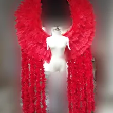 Высококачественные роскошные Горячие красные Страусиные Крылья Ангела из перьев Хэллоуин шоу сцены съемки реквизит пользовательские EMS