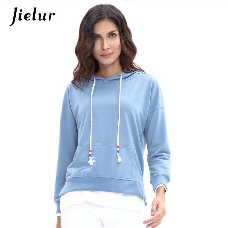 Jielur 2018 Autumn Women Hoodie Long Sleeve Hooded
