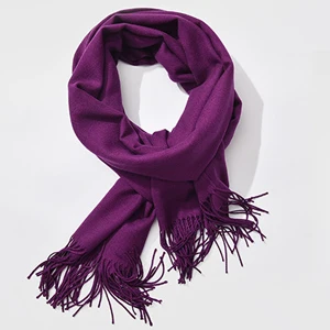 Luna& Dolphin, Женские однотонные кашемировые шарфы с кисточками, зимний толстый теплый шарф, высокое качество, Женская шаль, Пашмина, палантин - Цвет: purple