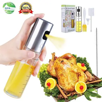 

4pcs Spray Bottle Oil Dispenser Storage Bottle Soy Sauce Vinegar Organizer Storage Brush Funnel Set Cooking Barbecue Accessories