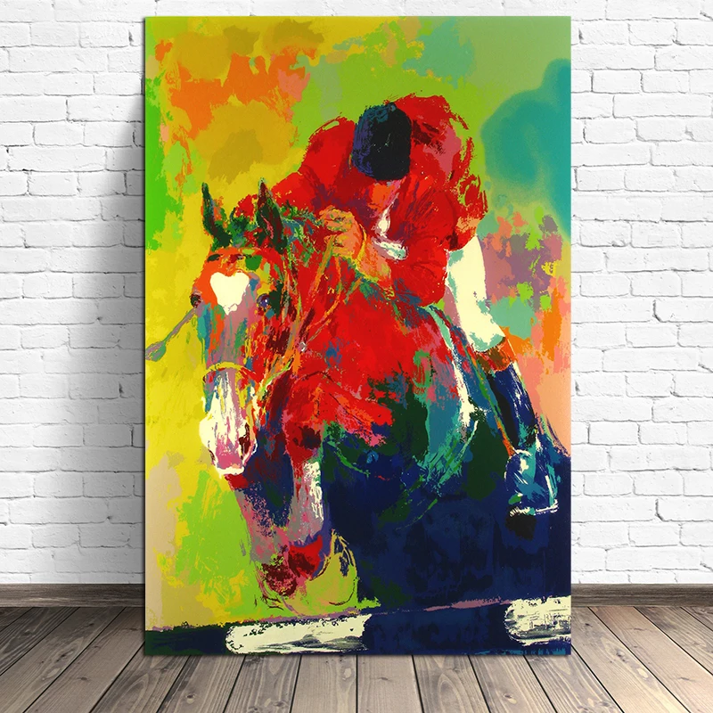 Horse Racing Paintings Minimalist Art Canvas Poster Oil Painting Wall Picture Print Home Bedroom Decoration | Дом и сад