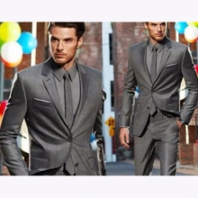 2017 new Custom made dark grey classic groom mens suit dress terno masculino best gray wedding suits for men (jacket+pants)