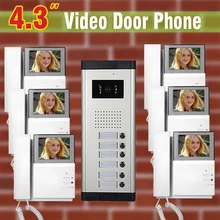 6 unit Apartment Video Door Phone Intercom System 4.3″ visual Intercom For Apartments video Doorbell Doorphone Interphone kit