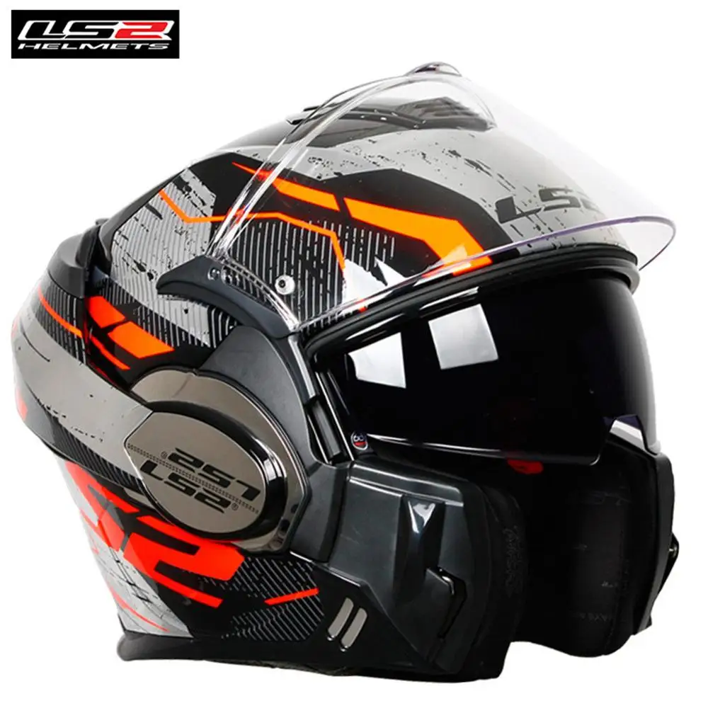 Ls2 180 Degree Flip front Modular Design Valiant Ff399 Motorcycle Helmet Convertible Racing