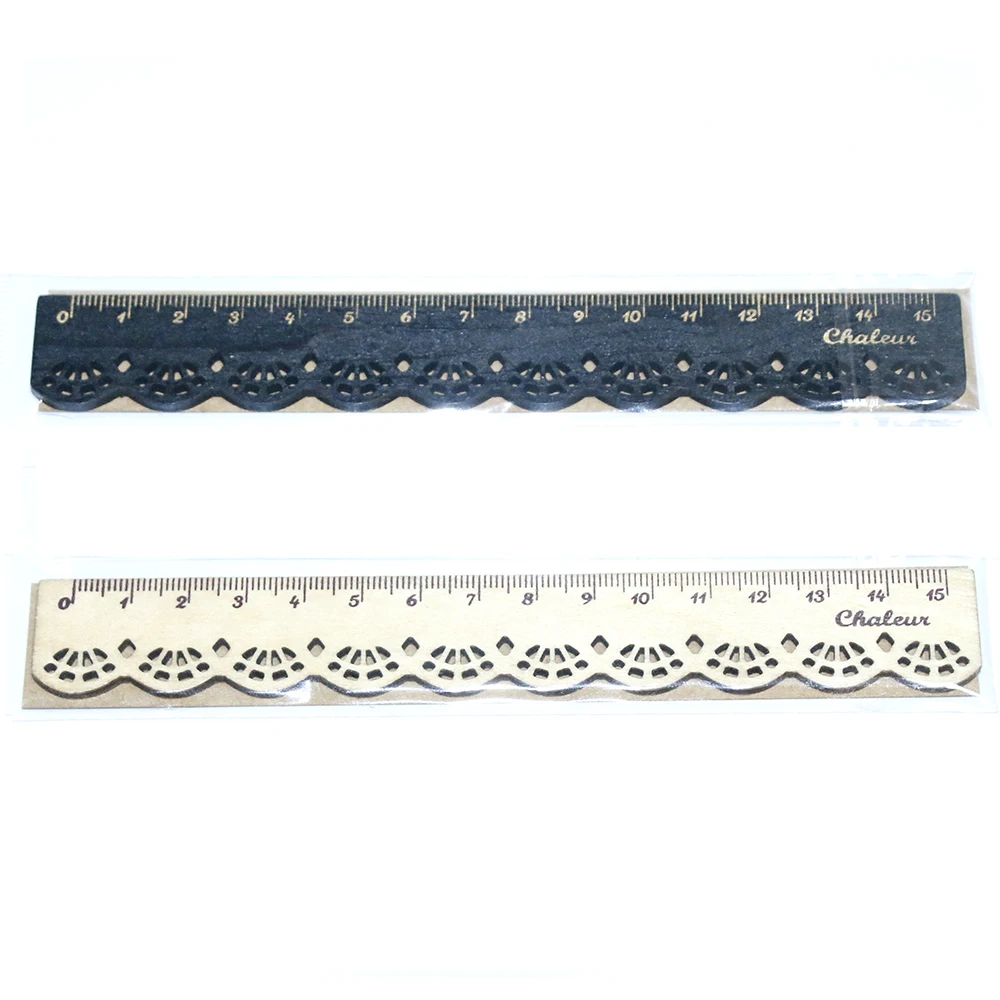 

1 Pcs Korea Kawaii Cute Stationery Lace Brown Wood Ruler Sewing Ruler Office School Accessories