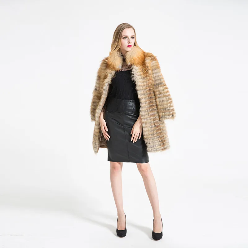 C0301 Pour Et Vraie Renard Automne Naturel Hiver Manteau Farcarcar Mode Nouvelle Long Col Outwear Femme Veste Fourrure De Avec Femmes gvqH4xw
