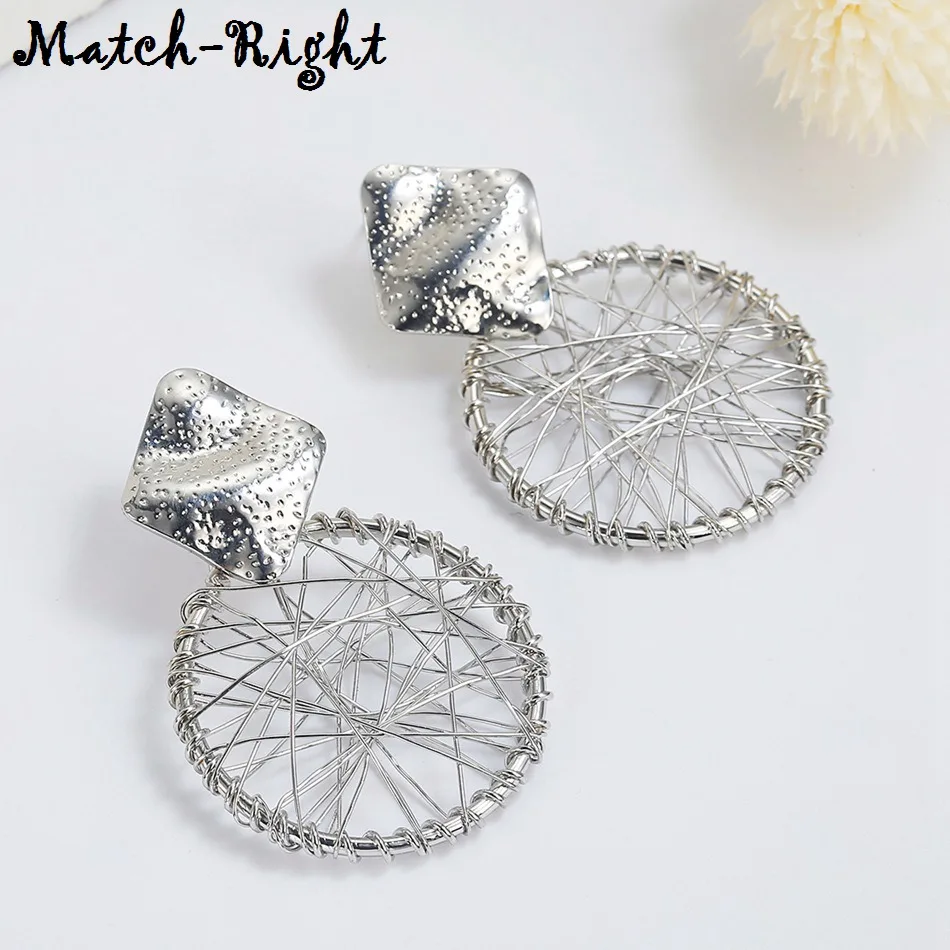 

Match-Right Trendy Earrings for Women Geometric/Statement/Korean/Silver/Round/Drop/Women Earrings Pendant Jewelry female yjz8186