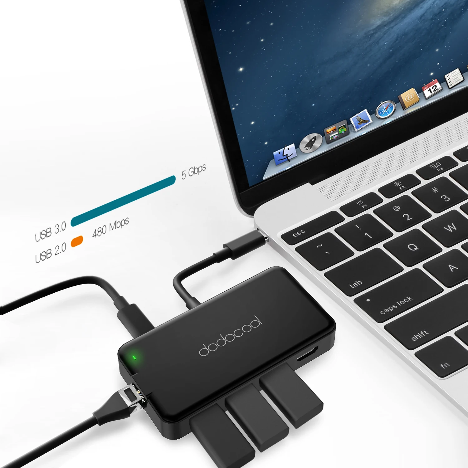 Dodocool 7-в-1 многофункциональный USB-C концентратор с Тип-C Мощность доставки видео в формате 4K HD/VGA Выход Порты и разъёмы Gigabit Ethernet адаптер