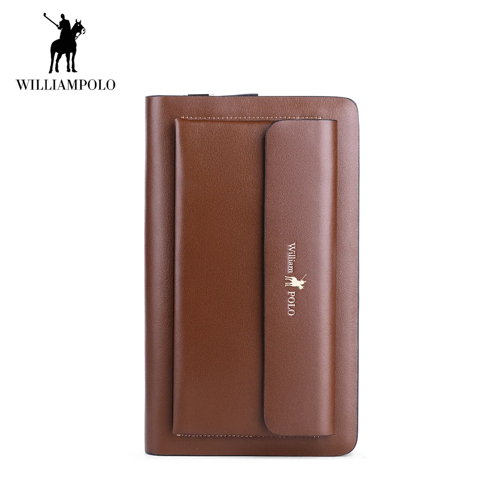 Men Wallet Genuine Leather Long Double zipper Wallets Business Clutch bag Male Handbag Wallet Fashion Phone Organizer Wallet