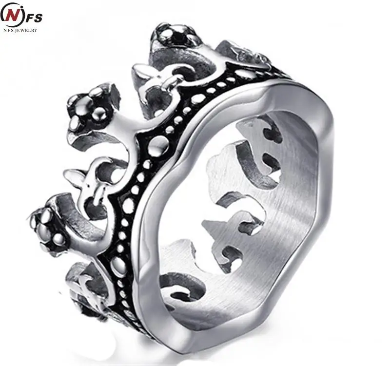 buy Men #039;s Rings Black Royal King Crown Knight Fleur De Lis Cross Vintage Rings for Men Jewelry Lead Free Environmental Material