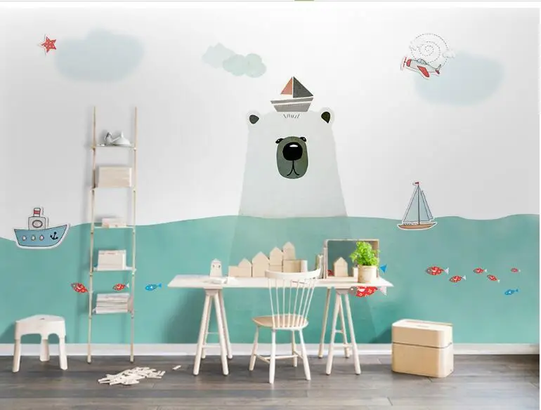 Beibehang мультфильм воздушный шар комната на заказ 3D скандинавский простой медведь детская комната современная мода красивые новые фото фрески обои