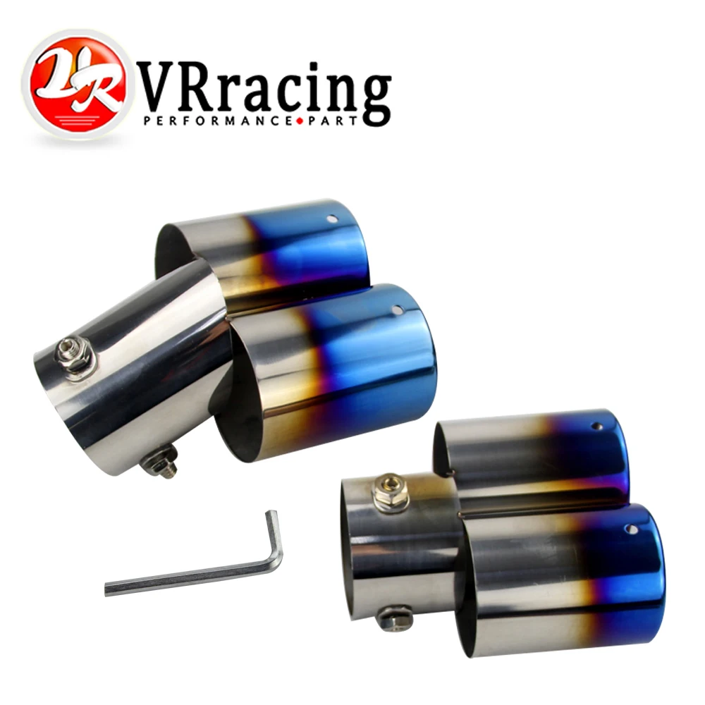 

Car Auto Round Exhaust Muffler Tip Stainless Steel Exhaust 1 to 2 Dual Pipe Chrome Trim Modified Car Rear Tail Throat Liner