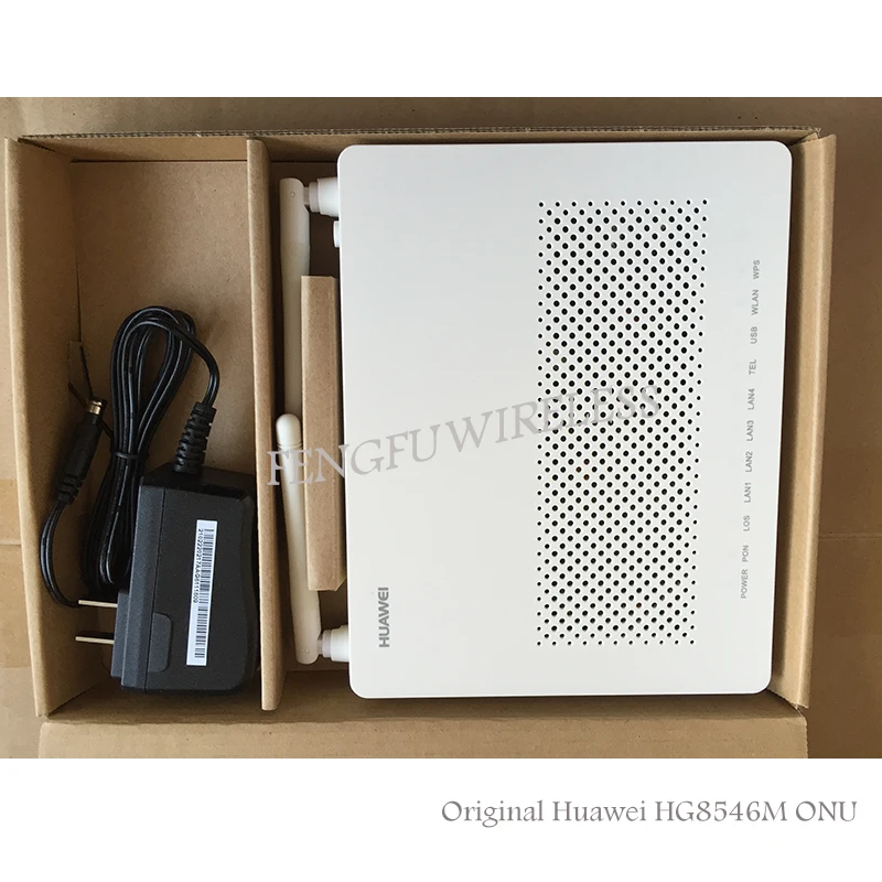 50 шт. для huawei HG8546M Gpon Ont onu 2 горшки+ 1GE+ 3FE+ 1USB+ WiFi модем с английским программным обеспечением, адаптер ЕС