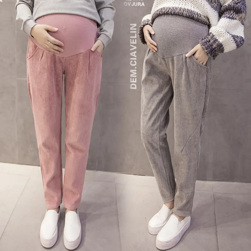 

New Arrivals Pregnancy Wear Harem Pants Corduroy trousers Elastic Waist Belly for Pregnant women Maternity Warm Pants C42 10
