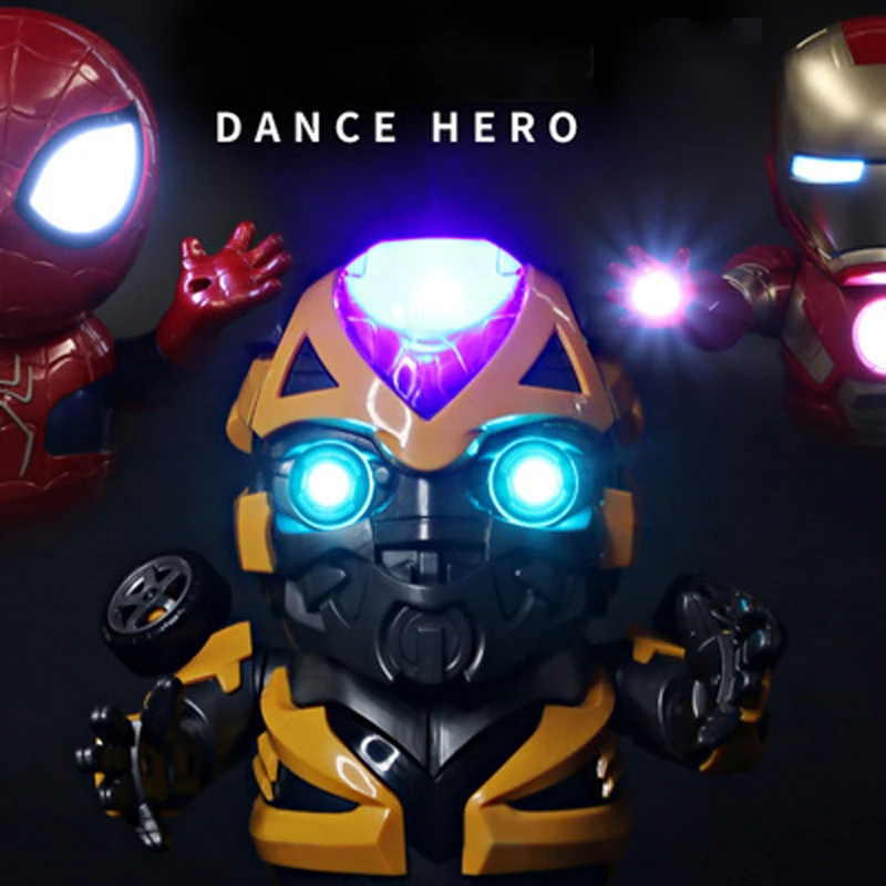 Новинка, музыкальный робот, танцующий bumblebee, Человек-паук, танцующий робот, Детский Электрический музыкальный подарок, возраст от 3 до 12 лет