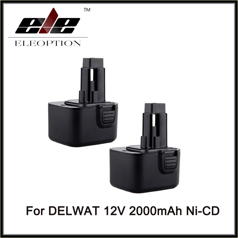 

High Quality Eleoption 2 pcs 12V 2.0AH Battery for DEWALT DC9071 DW9071 DW9072 DW953 DW965 DW972 Cordless Free Shipping