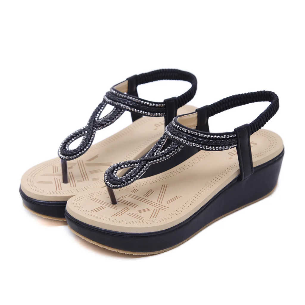 SAGACE/Женская обувь на танкетке; коллекция года; модные сандалии; повседневная обувь на платформе; женские летние пляжные сандалии в богемном стиле; Sandalias Muje# 4zi