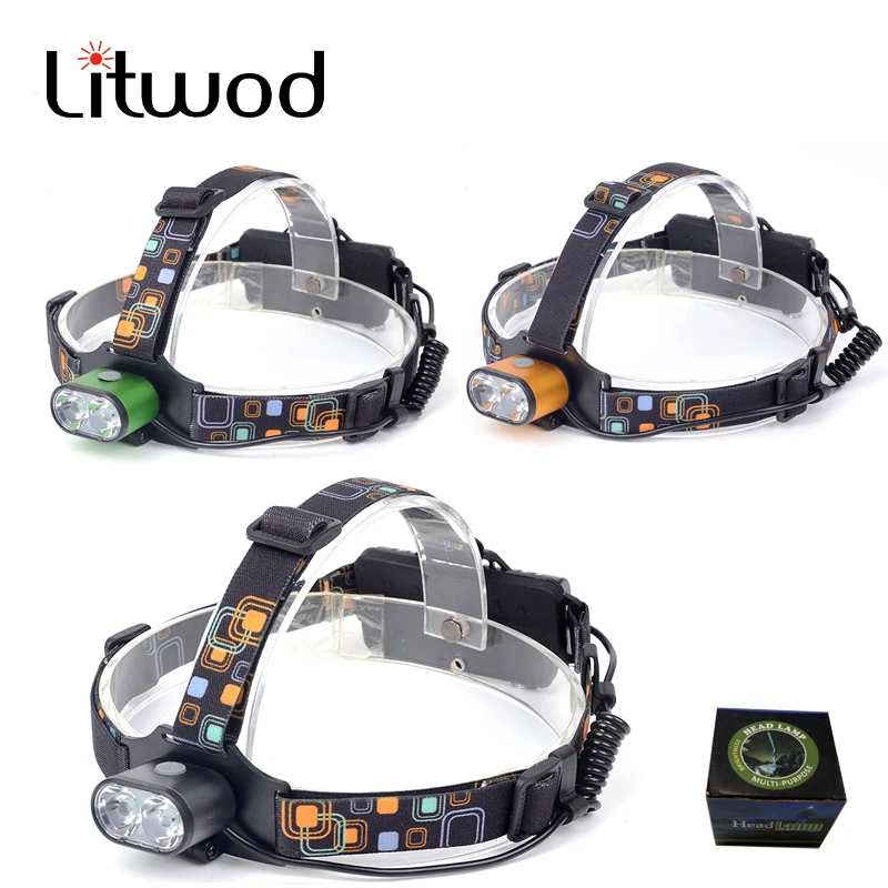 

z207314 2*XM-L T6 LED Headlamp rechargeable 18650 battery two T6 LED torch light Waterproof high power Camping Hunting Headlight