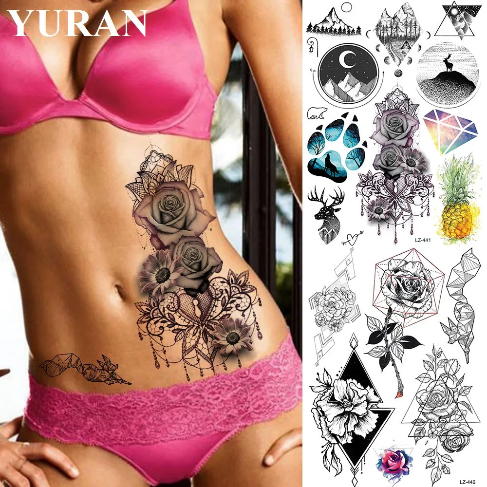 

Flash Bracelet Waist Rose Waterproof Tattoos Stickers Galaxy Diamond Arm Tattoo Temporary Body Ankle Custom Tatoos Self Adhesive