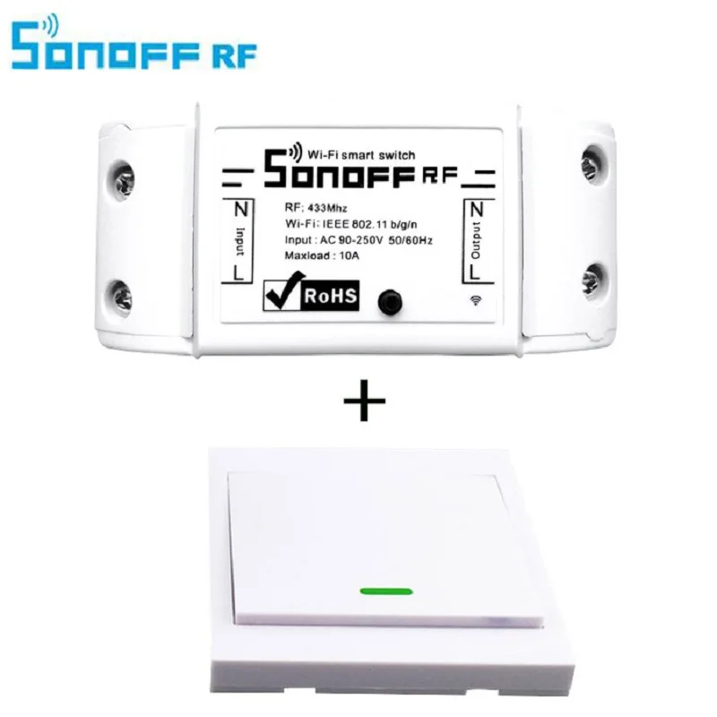Радиочастотный выключатель Sonoff с дистанционным управлением 1 клавиша 2 канала